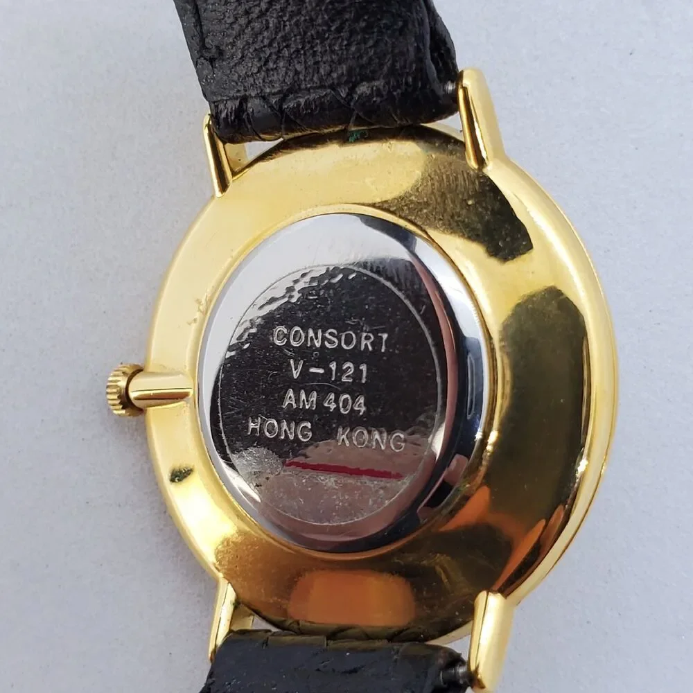 Consort Women's Watch 32MM White Dial Black‎ Leather Bands New Battery